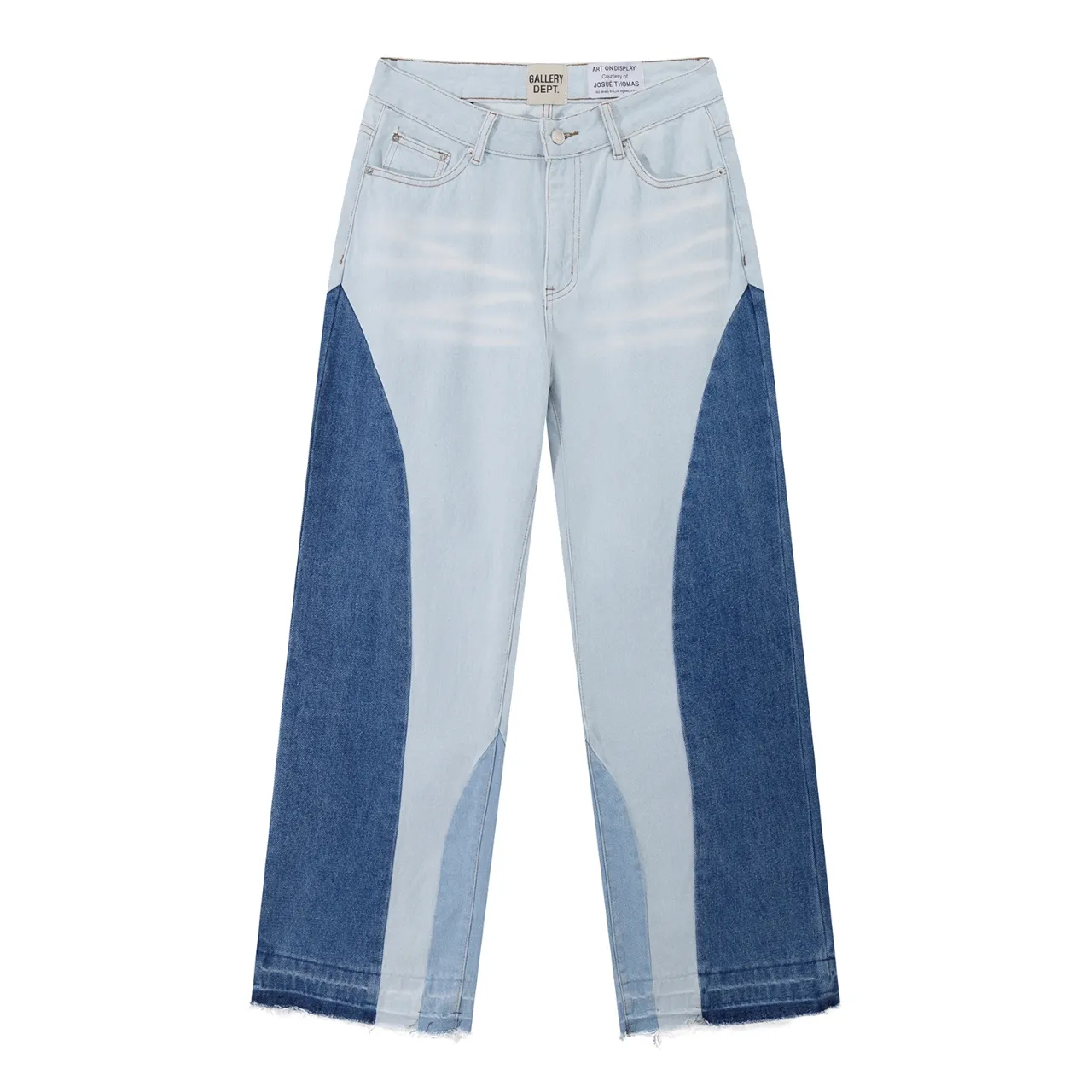 p270 646#Gallery Dept New style oval stitching washed blue stitching straight wide leg jeans American retro casual trousers washed blue S~XL